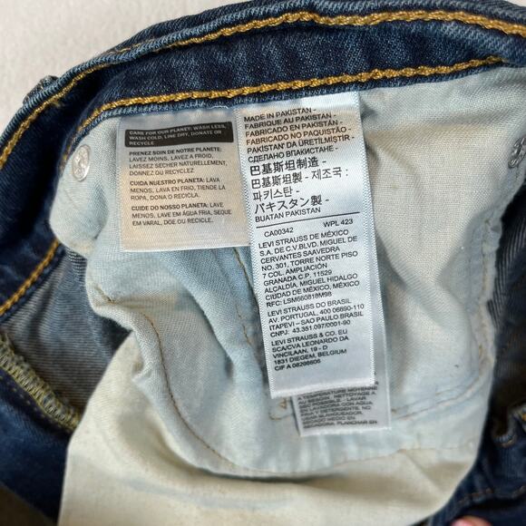 Levis 511 Jeans Mens 38x32 Blue Slim Straight Mid Rise Dark Wash Stretch Denim - Picture 9 of 10